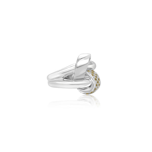 18K White Gold Infinity Yellow Stone Ring