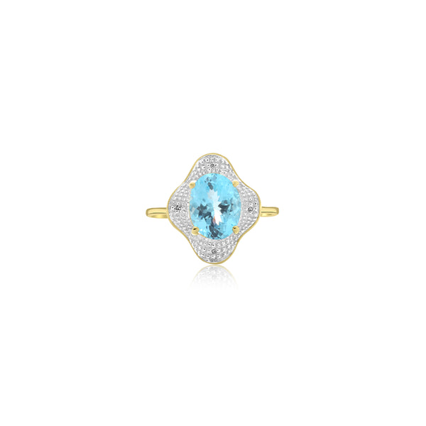 10K T-Tone Aqua & Diamonds (0.04 Tw. Ct.) Ring