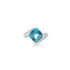 14K White Gold Cushion Checkered Blue Topaz Ring