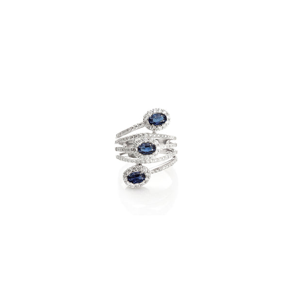 18K White Gold Blue Sapphire Ring