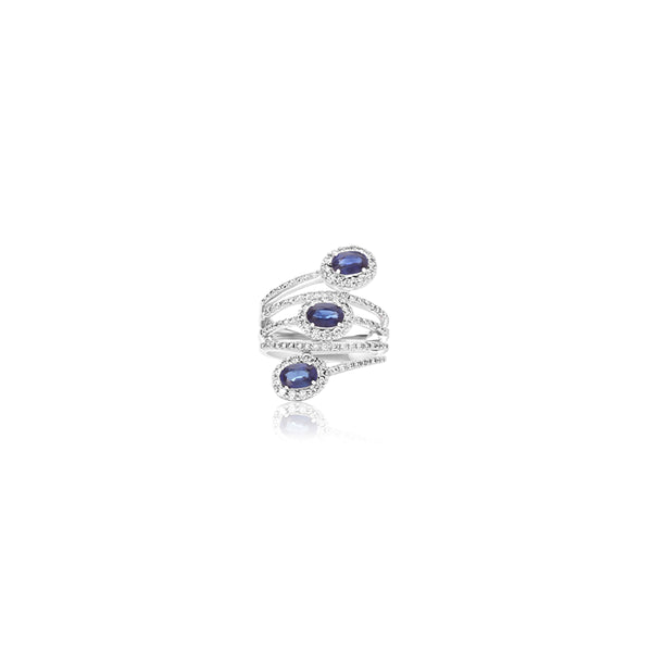 18K White Gold Blue Sapphire Ring