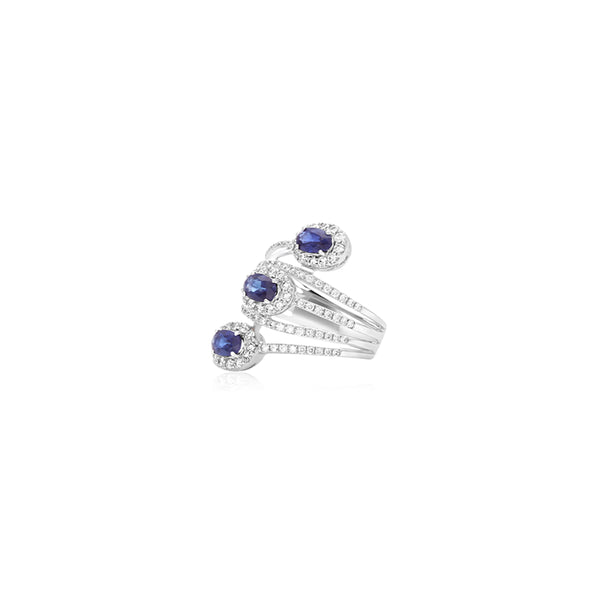 18K White Gold Blue Sapphire Ring