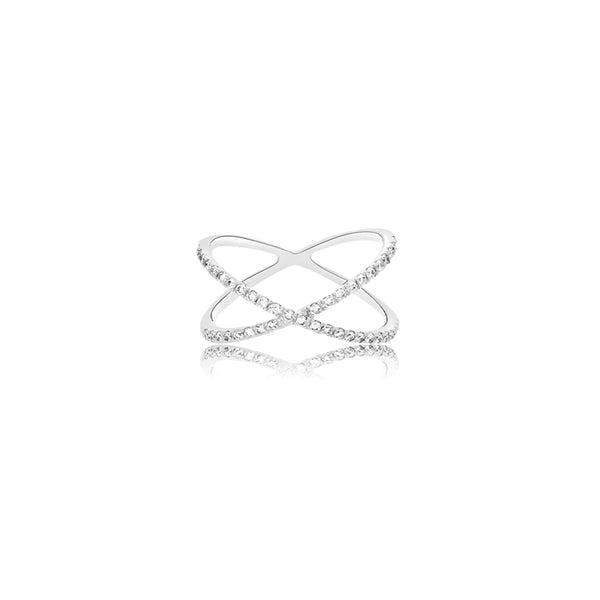 18K White Gold (0.38 Ct. Tw.) Criss Cross Diamond Ring