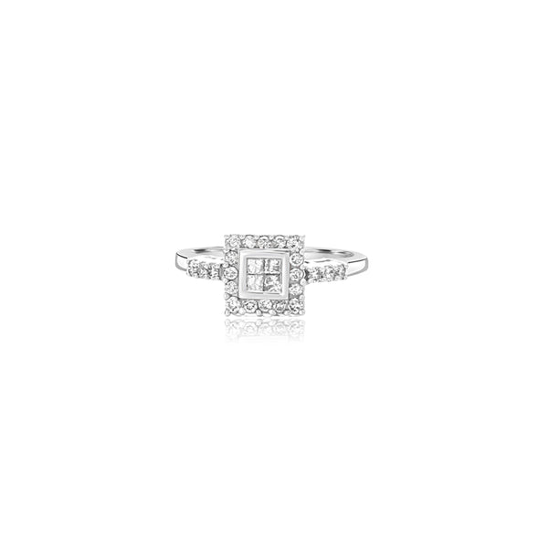 14K White Gold (0.25 Ct. Tw.) Square Promise Ring