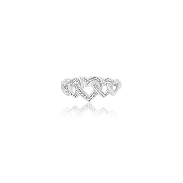 10K White Gold (0.05 Ct. Tw.) Five Diamond Heart Ring