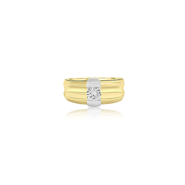 18K T-Tone Custom Ring Cubic Stone Ring