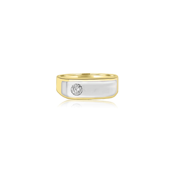 18K T-Tone Men's Ring Cubic Ring