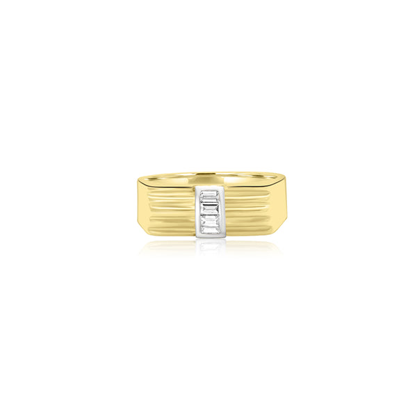 14K T-Tone (0.15 Ct. Tw.) Mens Baguette Diamond Ring