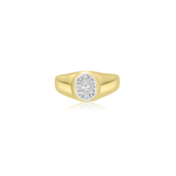 10K T-Tone (0.14Ct. Tw.) Oval Diamond Men's Ring