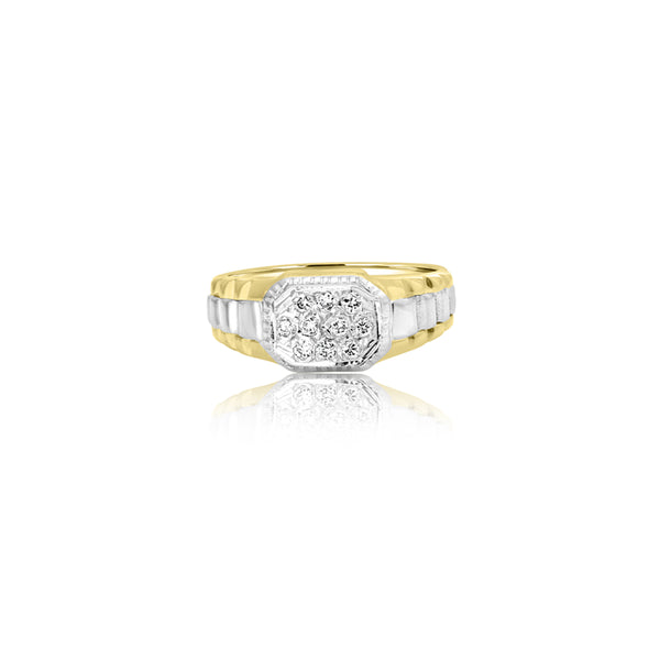 14K T-Tone (0.12 Ct. Tw.) Men's Rolexa Style Ring