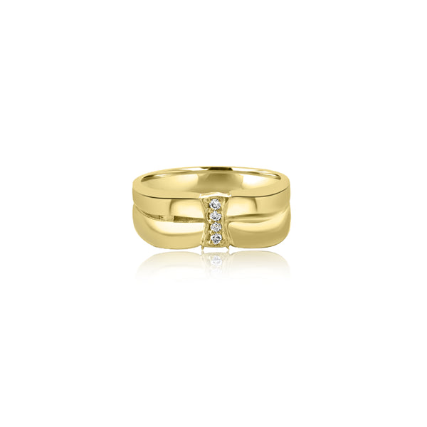 14K T-Tone Mens Row Diamond Ring