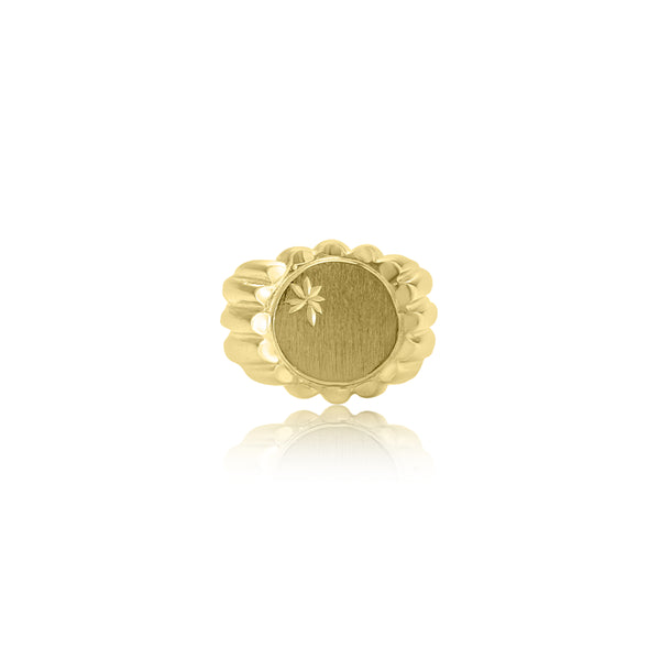 10K Yellow Gold Round Grooved Ring