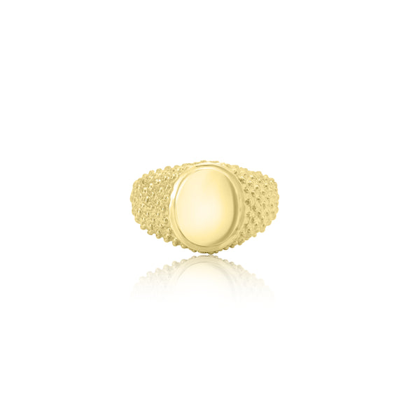 10K Yellow Gold Oval Dot Style Ring