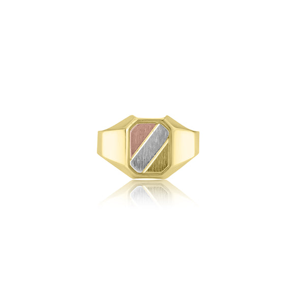 18K Tri-Color Signet Ring