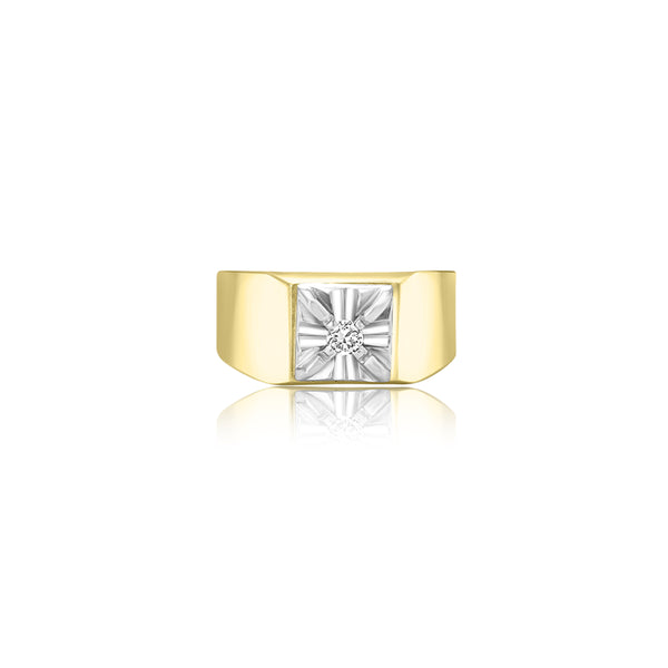 10K Yellow Gold Men's Center Diamond Ring