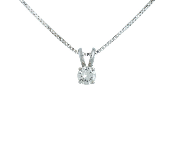 18K White Gold (0.25 Ct. Tw.) Four Prong Diamond Drop Necklace