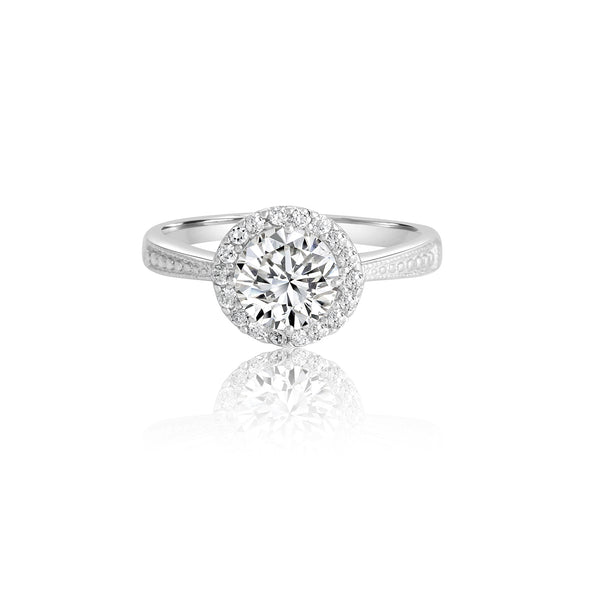 14K White Gold Channel Set Engagement Ring