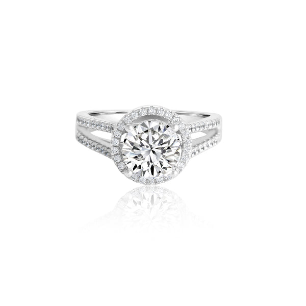 14K White Gold Round Engagement Ring