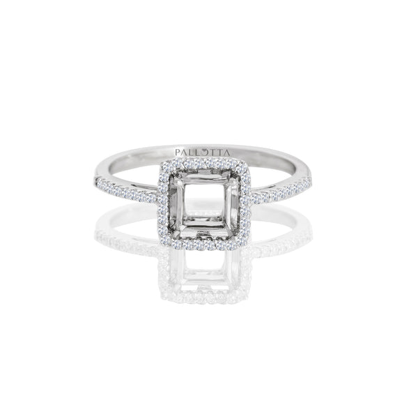 14K White Gold Cushion Engagement Ring