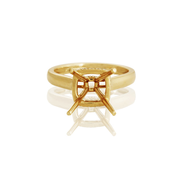 18K Yellow Gold Bottom Hallow Engagement Ring