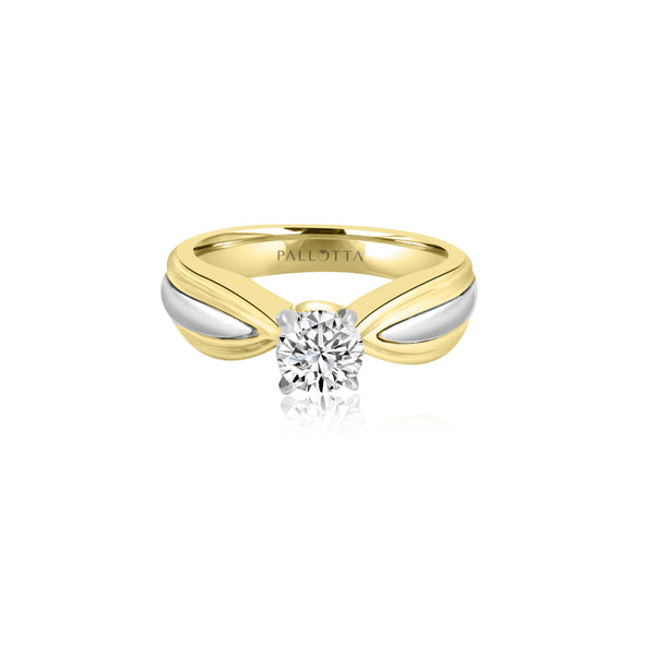 18K T-Tone Four Prong Round Solitaire Engagement Ring