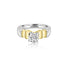 18K T-Tone Four Prong Round Solitaire Engagement Ring