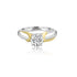 18K T-Tone Four Prong Round Solitaire Engagement Ring