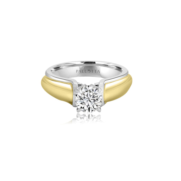 14K T-Tone Four Prong Round Solitaire  Engagement Ring