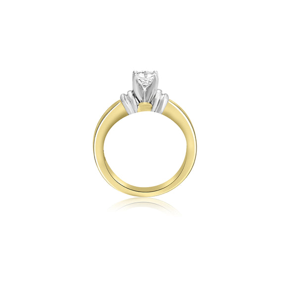 18K T-Tone Four Prong Round Solitaire Engagement Ring