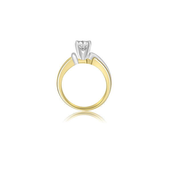 18K T-Tone Four Prong Round Solitaire Engagement Ring