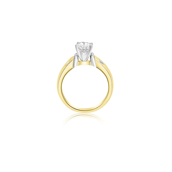 18K T-Tone Four Prong Round Stone Engagement Ring