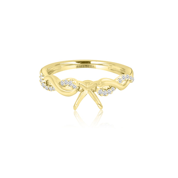 14K Yellow Gold Swirl Four Prong Engagement Ring