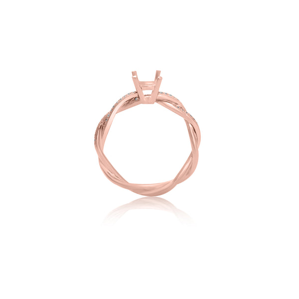 14K Rose Gold Swirl Diamond Engagement Ring