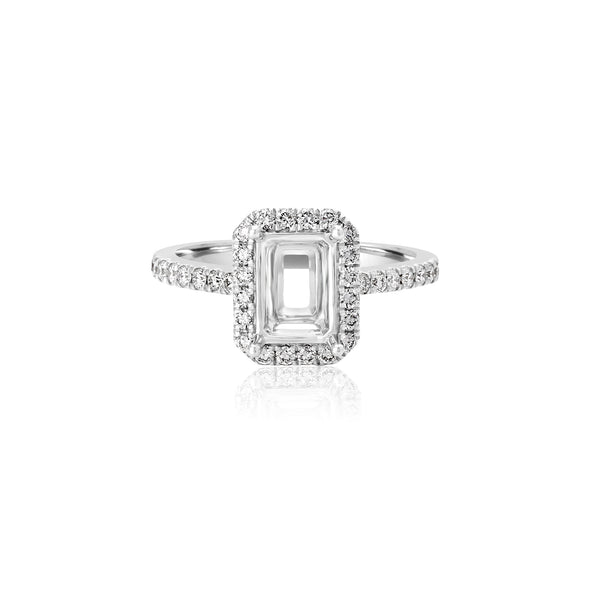 14K White Gold (0.37 Ct. Tw.) Emerald Engagement Ring