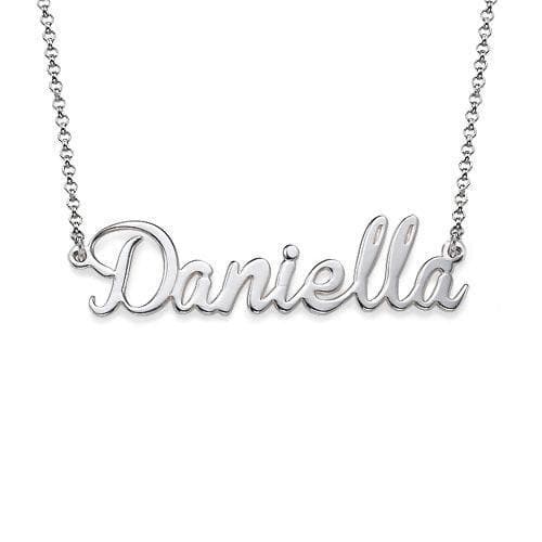 14k White Gold name Necklace Custom (double Thickness)