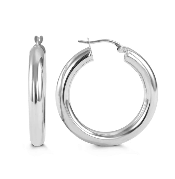 10k White Gold Large Hoop Cassandra Earrings