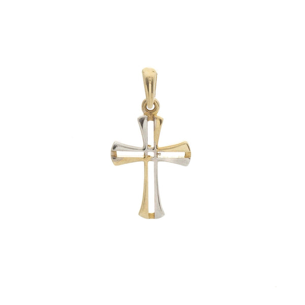 10k T-tone Cross Italian Pendant