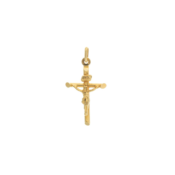 10k Yellow Gold Puffed Cross Jesus Pendant