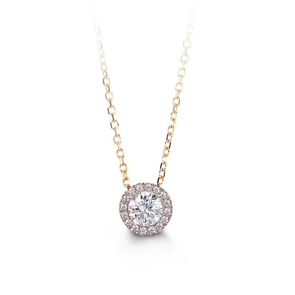 10k Rose Gold Cubic Halo Slide Necklace