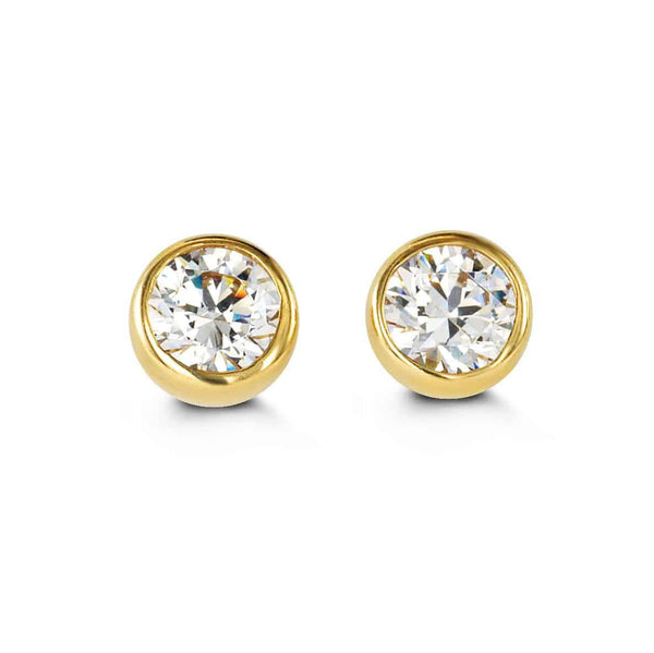 10k Yellow Gold Bezel Stud Thalia Earrings