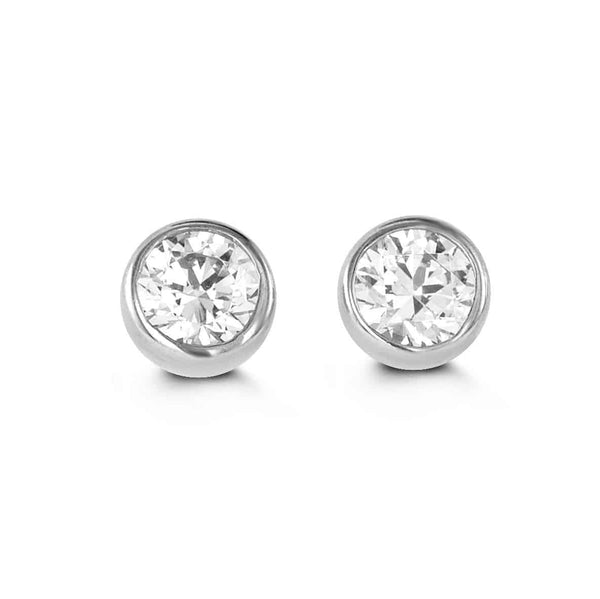 10k White Gold Bezel Stud Earrings