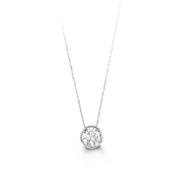 10k White Gold Bezel Cubic Pendant