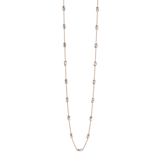 10k Rose Gold Oval Beaded Necklace