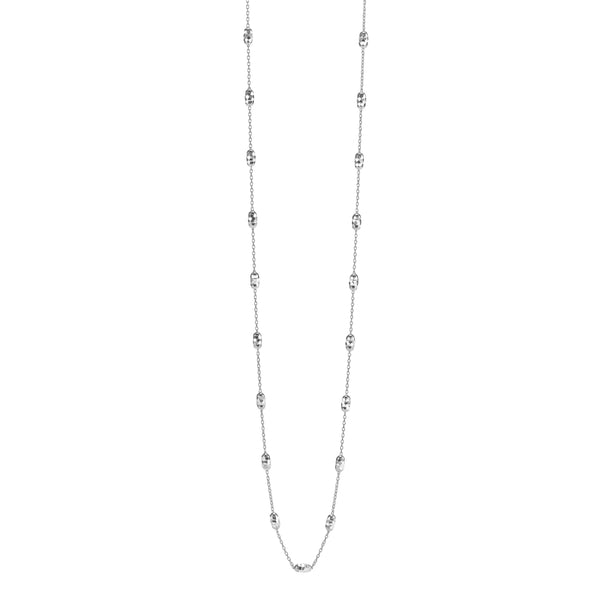 10k White Gold Oval Beaded Necklace