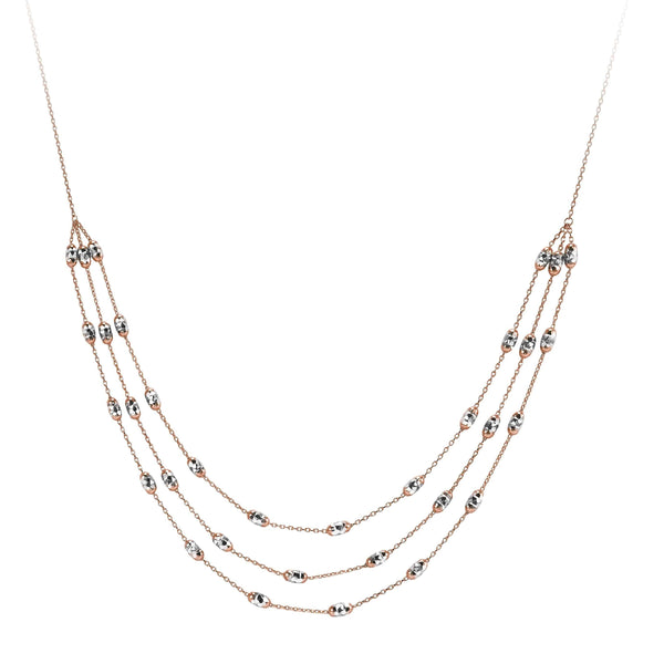 10k Rose Gold Oval Graduating Necklace