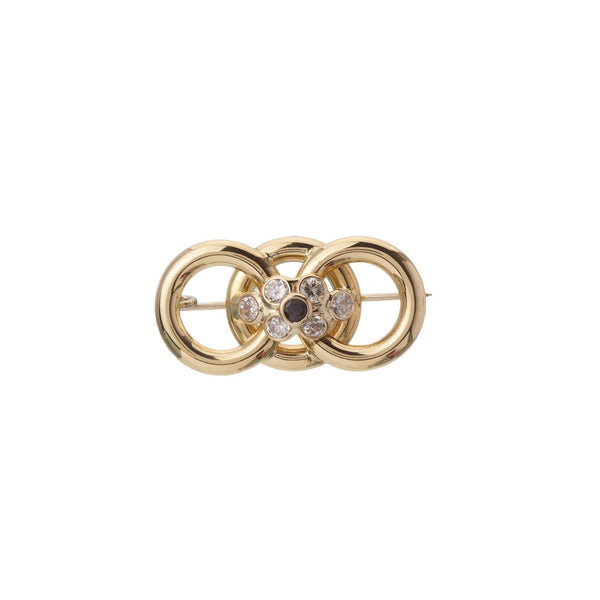 18k Yellow Gold Triple Circle Brooch