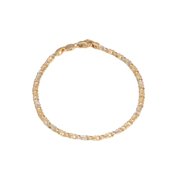 18k T-tone Gold Rolo Link Mancini Italy