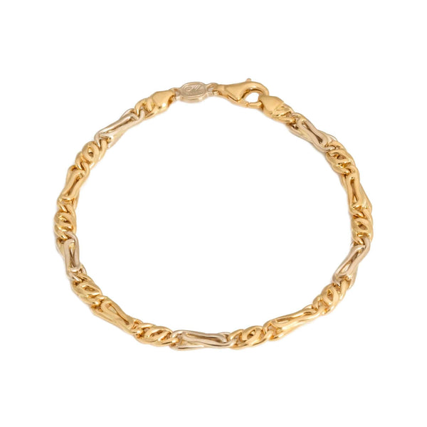 18k T-tone Gold Byzantine Mancini Italy Bracelet