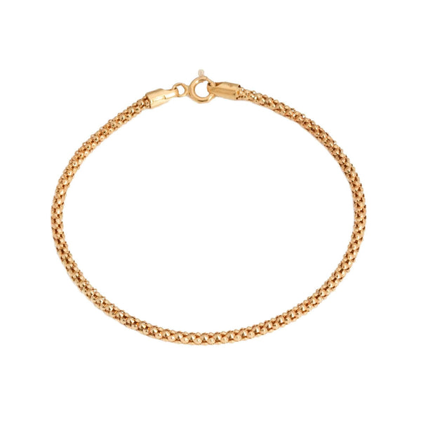 18k Yellow Gold Popcorn Link Bracelet Italy