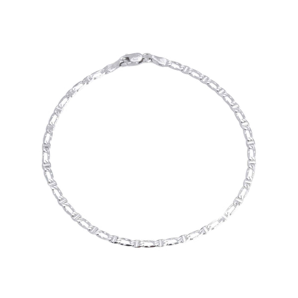 18k White Gold Solid Link Bracelet Italy